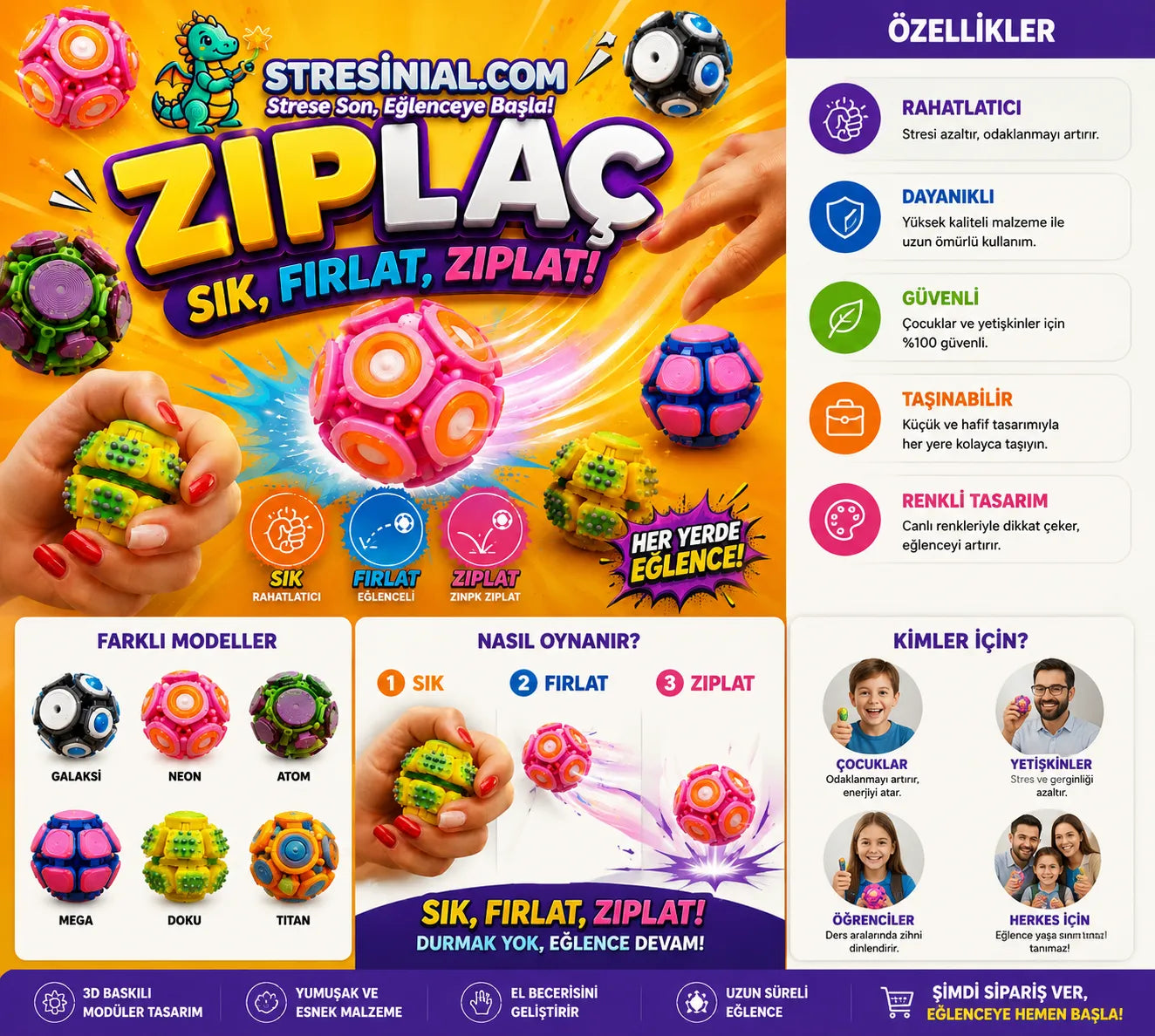 Stresini Al - Ziplaç Yeni Nesil Zıplayan Top Oyuncak