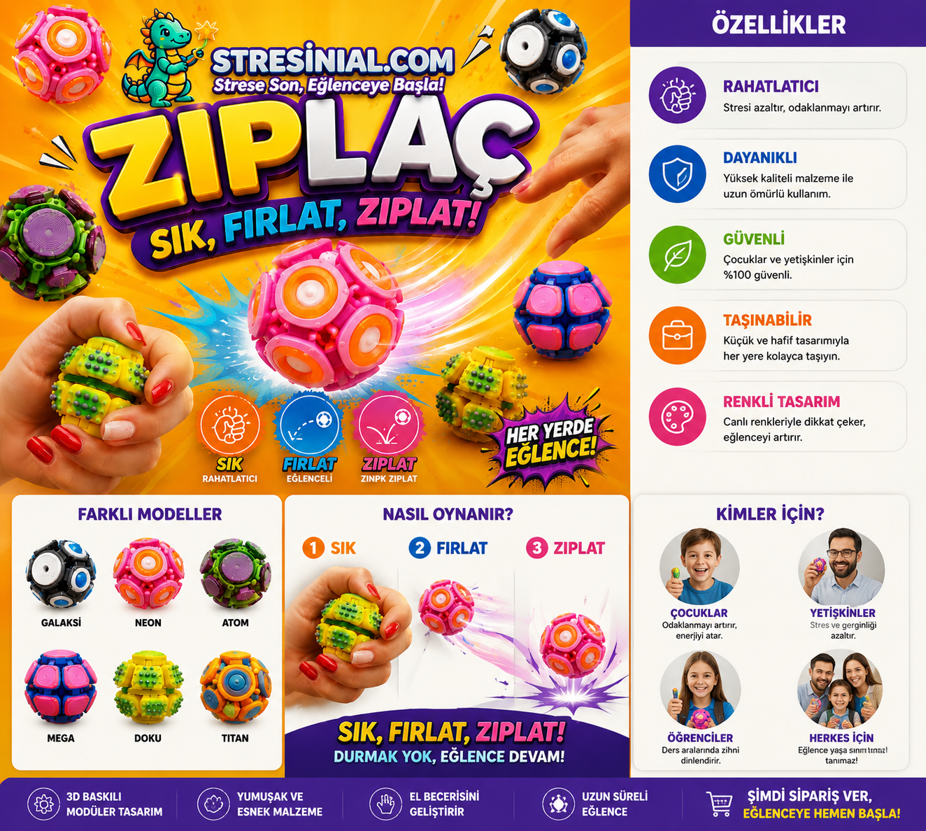 STRESİNİ AL - ZIPLAÇ YENİ NESİL ZIPLAYAN TOP OYUNCAK